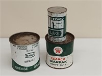 3 VINTAGE TEXACO TINS THE GREASE TINS ARE FULL