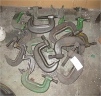 (16) Heavy duty C-clamps. Sizes include 3" to 6".