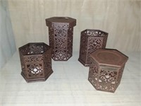 Metal Candle Holders; Brown; Six Sides