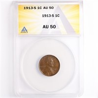 1913-S Lincoln Cent ANACS AU50