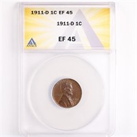 1911-D Lincoln Cent ANACS EF45