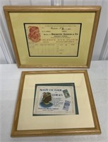 2 pieces framed Sleepy Eye ephemera