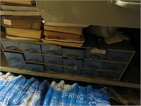 BLUE MULTI DRAWER CABINET AND CONTENTS