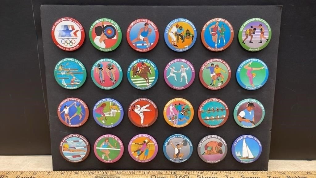 1984 Los Angeles Olympics Mounted Pin Set