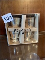 BOMBAY CANDLE HOLDERS AND CANDLES, APPROX EACH