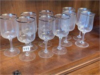 10 LENOX DESIRE PLATINUM TRIM WINE GLASSES