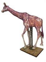 Signed Duke Moore Carved Wood Giraffe Sculpture