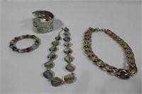 Designer Silver Tone Necklaces & Bracelets