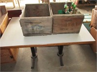 (2) Vintage Wood Crates & Vintage Glass Bottles
