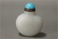 Chinese Carved Jade Snuff Bottle and Stopper,
