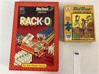 VNTG RACK-O CARD GAME & ROAD RUNNER PUZZLE