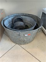 (2) Metal Washtubs and Drain Covers
