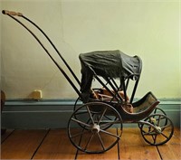 Antique Black Wooden Stroller