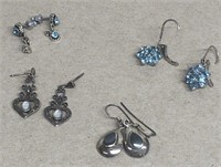 (4) Pair of sterling silver earring rings