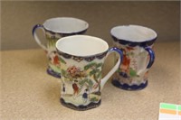 Lot of 3 Kutani Geisha Girl Cups