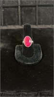 Size 9 sterling silver ruby pink ring