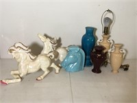 Lot of Ceramic Sculpture Horses Lamps