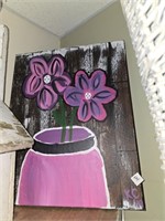 Signed Canvas Flower in Jar Picture
