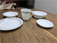 Corelle Woodland brown bowls plate mug + sm White