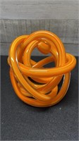 Large Orange Glass Friendship Knot 6"