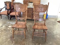 Oak Pressed Back Dining room chairs