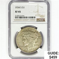 1934-S Silver Peace Dollar NGC XF45
