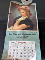 Vintage pin up calendar. Salesman display.