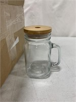 GLASS DRINKING JARS WITH HANDLES 5.5 x3IN 10PCS