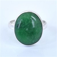 4 Grams Cabochon Emerald Gemstone Ring, 925 Silver