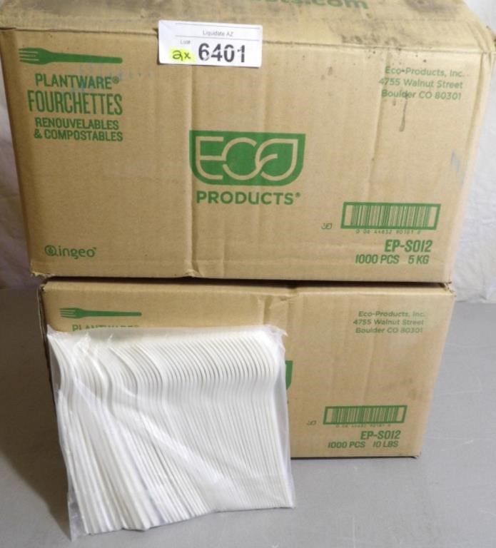 2 Cases Eco Plantware 1000 Forks