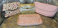 (4) Vintage Pink & Floral Ladies Clutches
