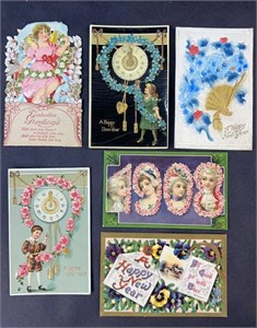 (6) ANTIQUE HOLIDAY POST CARDS GERMAN