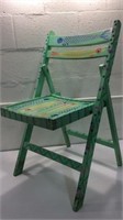 Signed Hand Painted Folding Wood Chair K8A