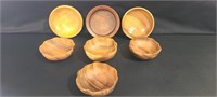 Collection of 7 wooden bowls