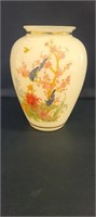 Vintage glass vase - Japanese hand painted 9.5" -