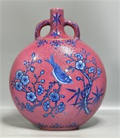 Chinese blue and pink porcelain vase