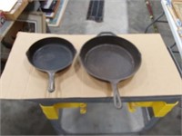 2 cast iron skillets no. 12 and 10
