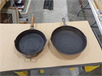 2 Cast iron skillets no. 12 and 10