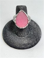 Large Sterling Pink Opal Ring 12 Grams Size 7