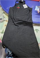 2 black knit spaghetti strap dress and/or