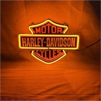 13" Harley-Davidson Motorcycle Glass Neon Sign, wo