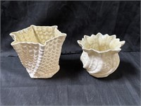 Pair of Belleek porcelain vases