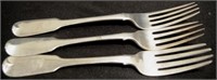 Three various antique Irish silver Dinner Forks