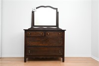 ANTIQUE DRESSER WITH MIRROR