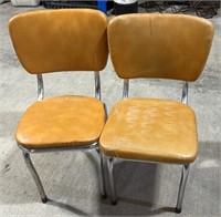 2 Vintage Chrome Chairs with Vinyl Seats and Back