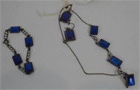 Vintage sterling silver and cobalt 4pc ladies