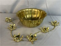 Brass Bowl And Candle Holders