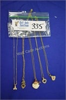 Gold Necklaces Lot of 5 Costume Jewerly INV