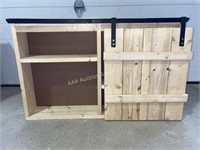 Rustic shelving unit with barn door 19.5in x 3