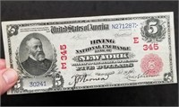 1902 $5 Red Seal National Currency Irving New York